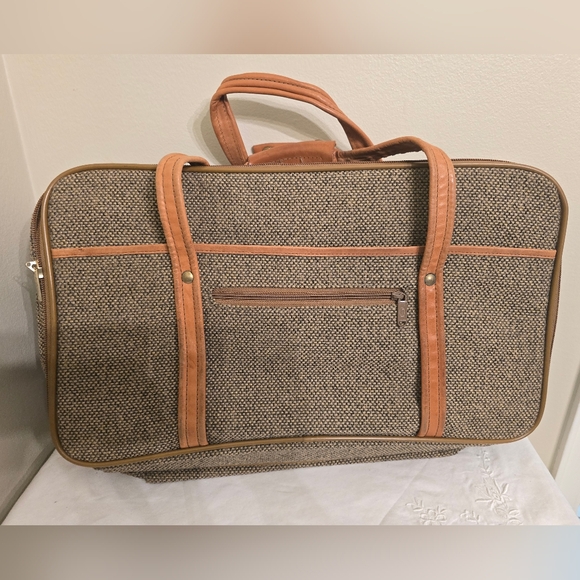 Vintage Hartmann Luggage Tweed And Leather 3 Compartment Carry-on Bag In EUC - Picture 6 of 11